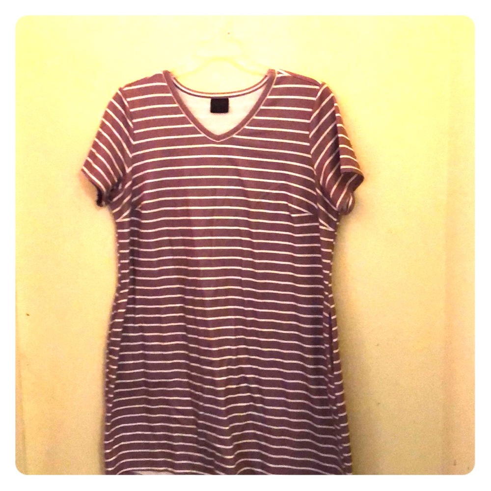 A purple and white dress